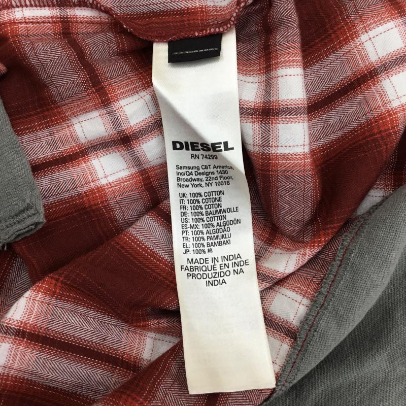 ディーゼル DIESEL シャツ、ブラウス 長袖 チェック 灰 / グレー / X 赤 / レッド / メンズ USED 古着 中古 10053528