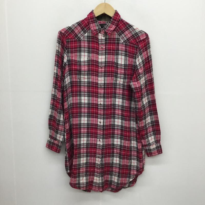 ディーゼル DIESEL ワンピース ひざ丈スカート 長袖シャツワンピース XS チェック 桃 / ピンク / レディース USED 古着 中古 10053558