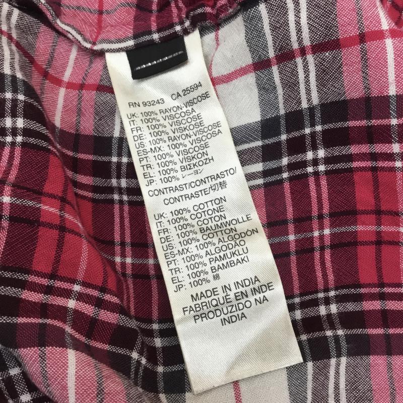 ディーゼル DIESEL ワンピース ひざ丈スカート 長袖シャツワンピース XS チェック 桃 / ピンク / レディース USED 古着 中古 10053558