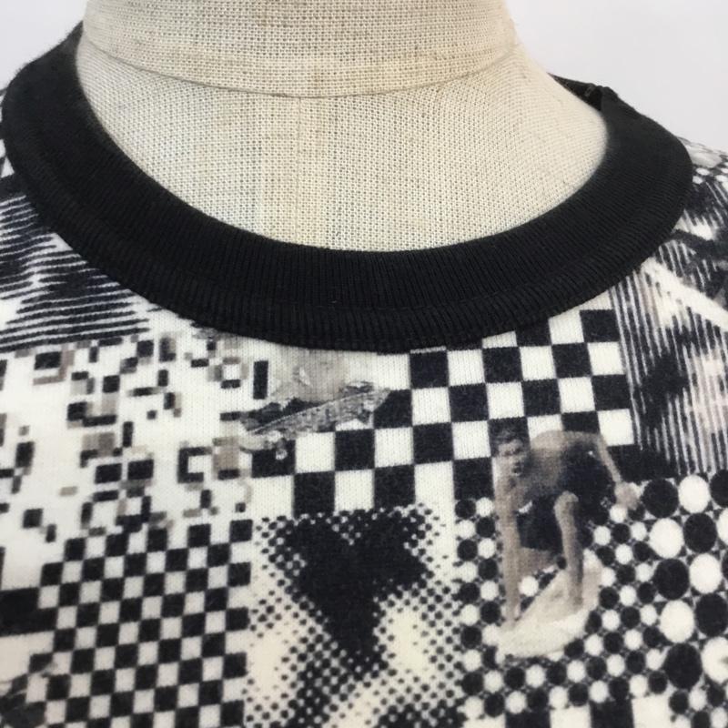 ビームスボーイ BEAMS BOY Tシャツ 半袖 クルーネック 総柄 総柄 白 / ホワイト / X 黒 / ブラック / レディース USED 古着 中古 10053897