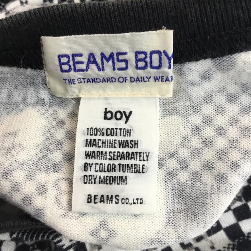 ビームスボーイ BEAMS BOY Tシャツ 半袖 クルーネック 総柄 総柄 白 / ホワイト / X 黒 / ブラック / レディース USED 古着 中古 10053897
