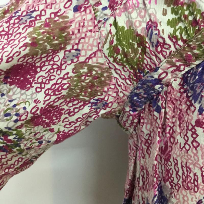 チャオパニック CIAOPANIC ワンピース ひざ丈スカート チュニック 七分袖 M 総柄 桃 / ピンク / X 紫 / パープル / レディース USED 古着 中古 10053903