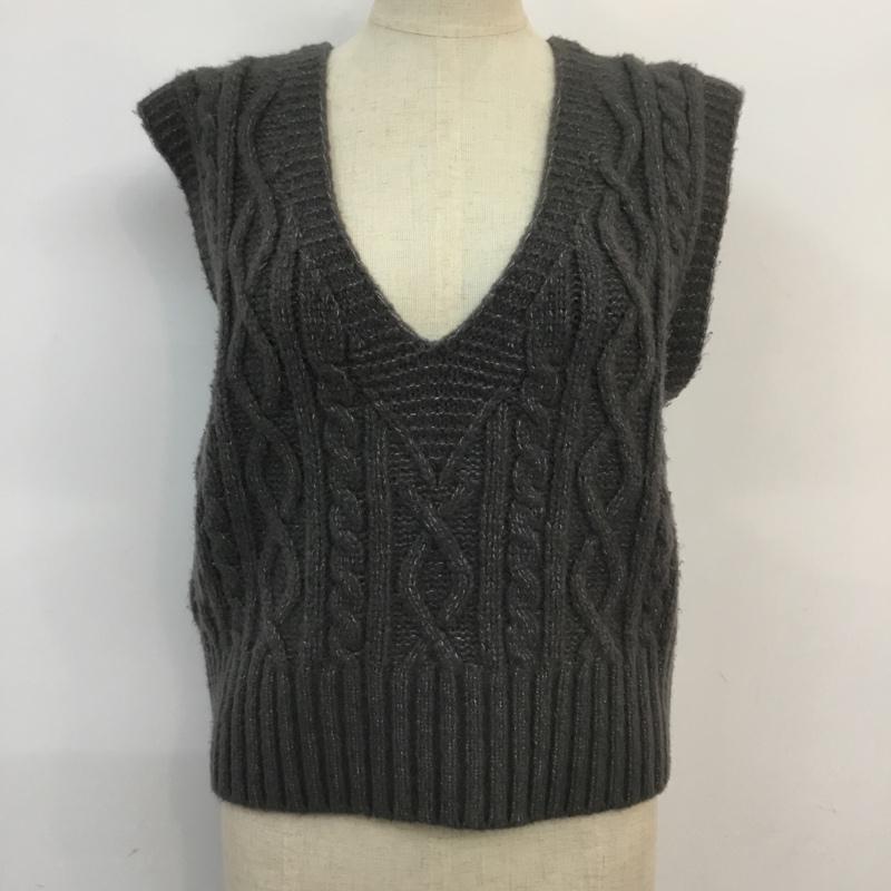ザラ ZARA ベスト ベスト ニットベスト S 無地 灰 / グレー / レディース USED 古着 中古 10053931
