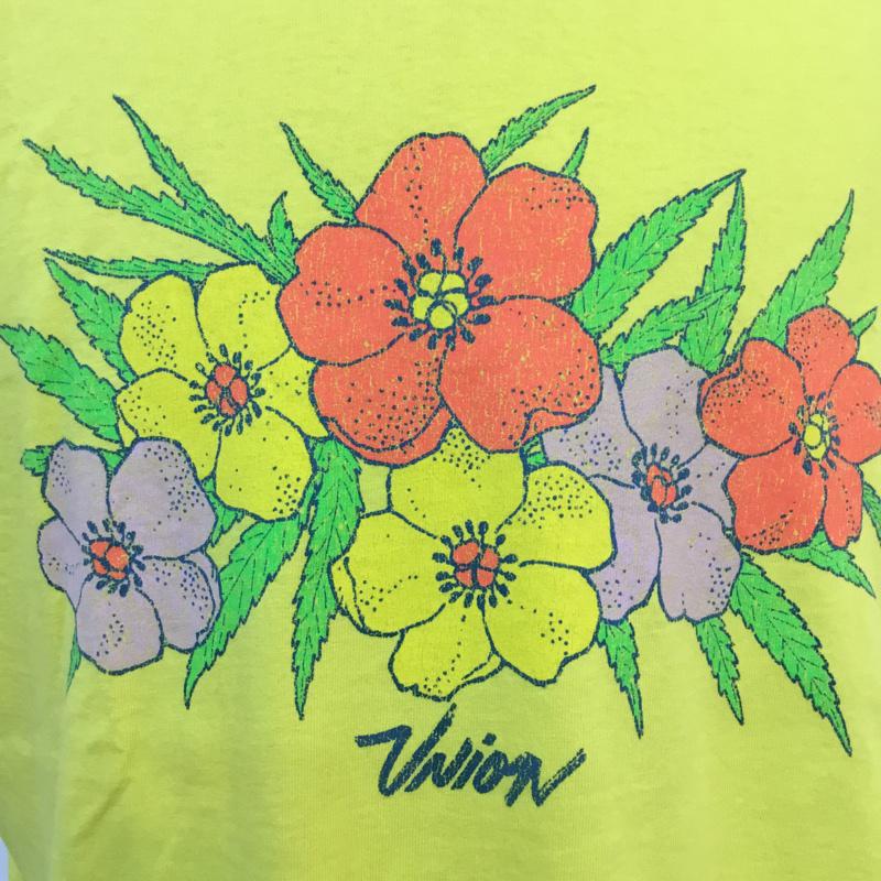 ユニオン UNION Tシャツ 半袖 2 無地 X プリント 黄 / イエロー / メンズ USED 古着 中古 10053954