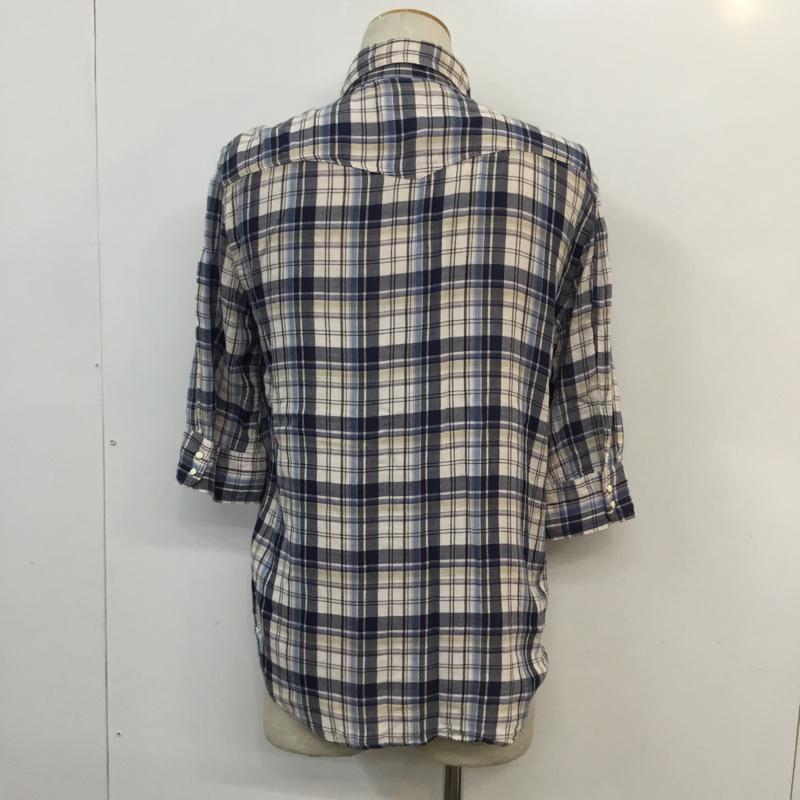 デラックス クロージング Deluxe Clothing シャツ、ブラウス 七分袖 チェック M チェック 白 / ホワイト / X 青 / ブルー / X 紺 / ネイビー / X ベージュ / ベージュ / メンズ USED 古着 中古 10053975