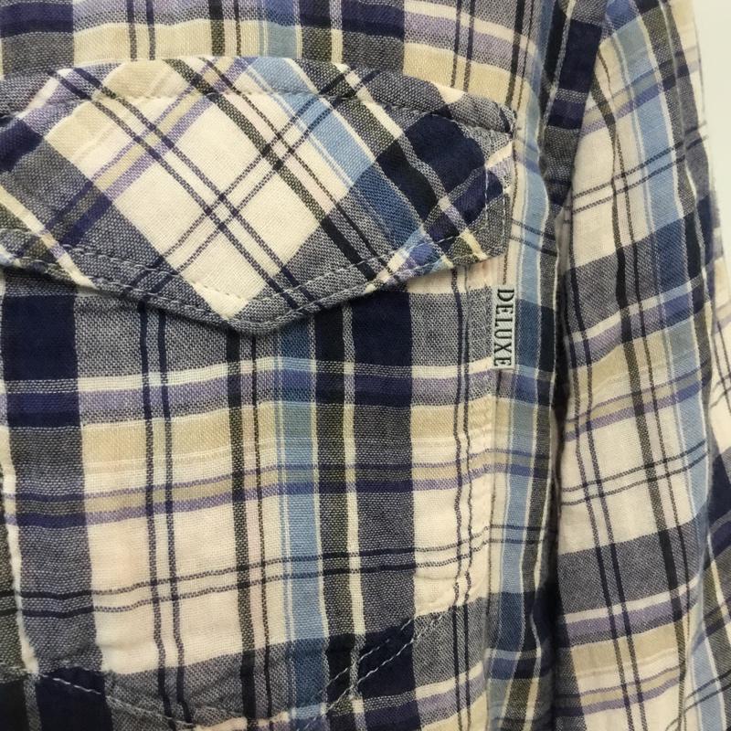 デラックス クロージング Deluxe Clothing シャツ、ブラウス 七分袖 チェック M チェック 白 / ホワイト / X 青 / ブルー / X 紺 / ネイビー / X ベージュ / ベージュ / メンズ USED 古着 中古 10053975