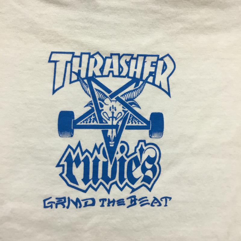 ルーディーズ RUDIES Tシャツ 七分袖 ×THRASHER ラグラン S ロゴ、文字 白 / ホワイト / X 紫 / パープル / メンズ USED 古着 中古 10054243
