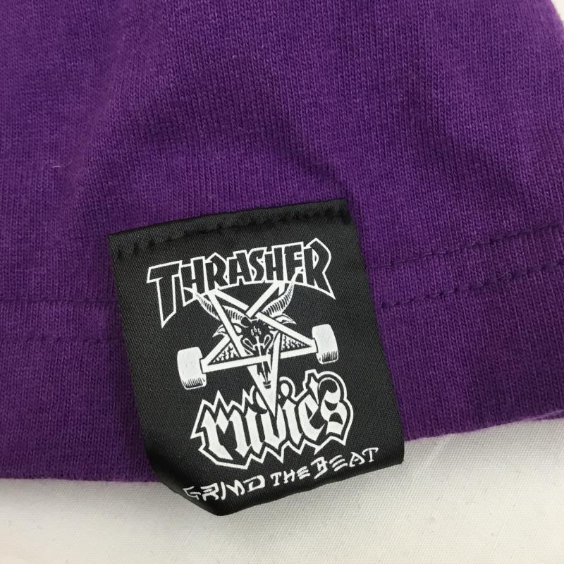 ルーディーズ RUDIES Tシャツ 七分袖 ×THRASHER ラグラン S ロゴ、文字 白 / ホワイト / X 紫 / パープル / メンズ USED 古着 中古 10054243