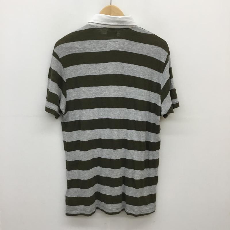 ディーゼル DIESEL ポロシャツ 半袖 L ボーダー柄 灰 / グレー / X 緑 / グリーン / メンズ USED 古着 中古 10054316