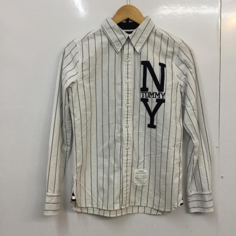 トミー TOMMY シャツ、ブラウス 長袖 S ストライプ 白 / ホワイト / メンズ USED 古着 中古 10054341