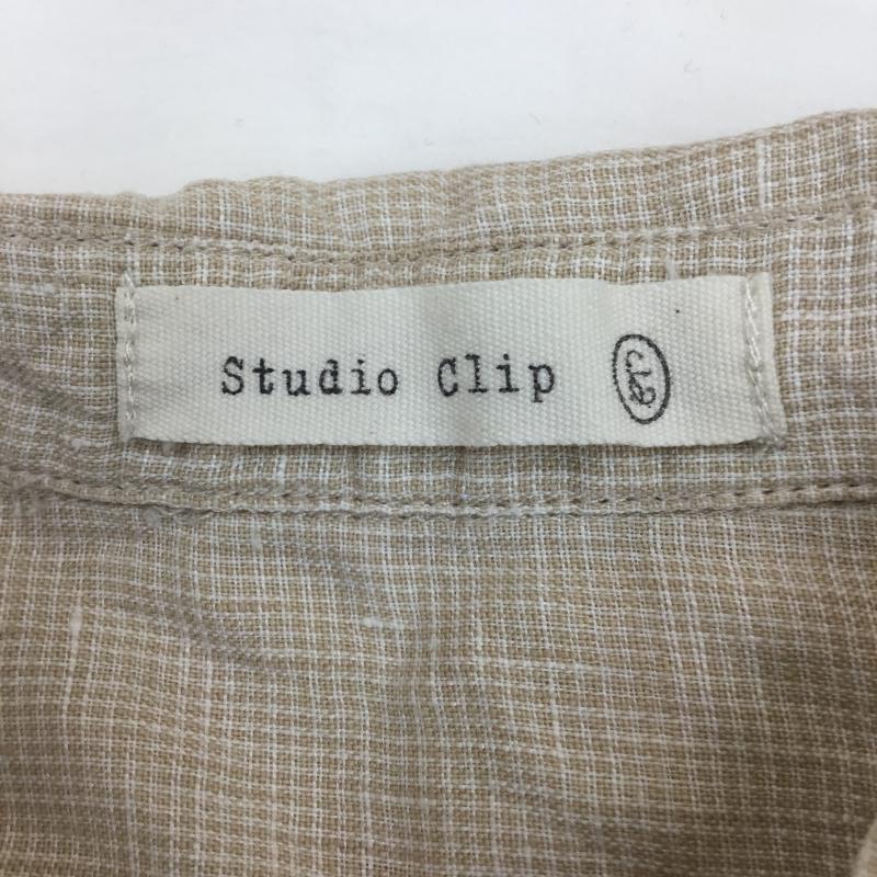 スタディオクリップ studio CLIP シャツ、ブラウス 七分袖 チェック 白 / ホワイト / X ベージュ / ベージュ / レディース USED 古着 中古 10054848