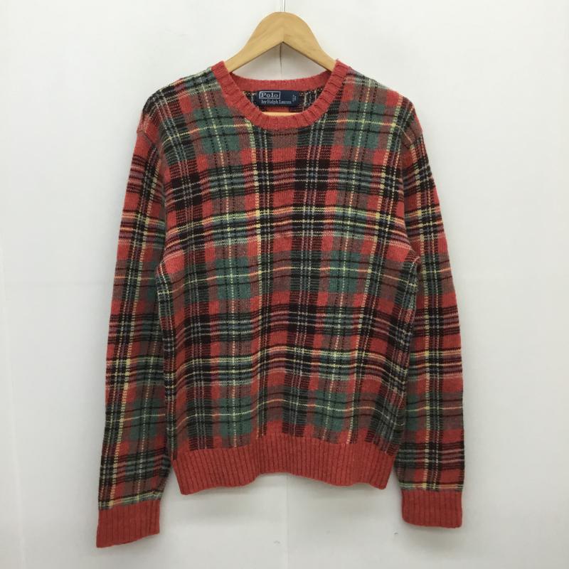 ポロバイラルフローレン Polo by RALPH LAUREN ニット、セーター 長袖 エルボーパッチクルーネックニット 韓国タグ L チェック マルチカラー / マルチカラー / メンズ USED 古着 中古 10055226