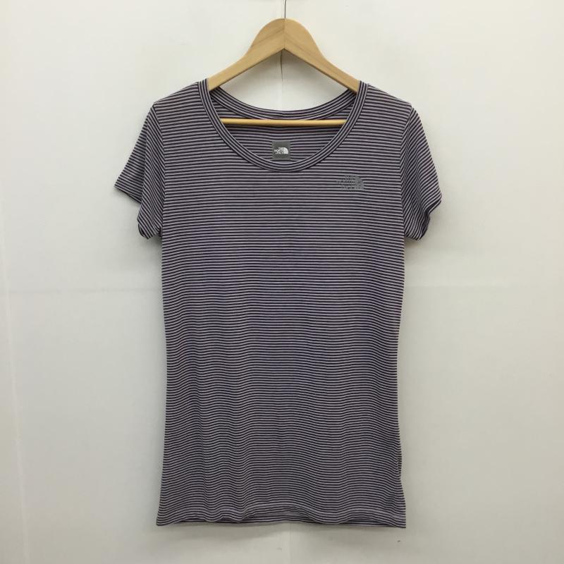 ザノースフェイス THE NORTH FACE Tシャツ 半袖 M ボーダー柄 茶 / ブラウン / X 紫 / パープル / レディース USED 古着 中古 10055676