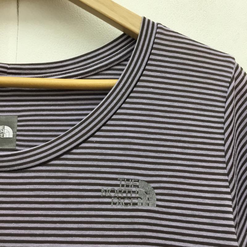 ザノースフェイス THE NORTH FACE Tシャツ 半袖 M ボーダー柄 茶 / ブラウン / X 紫 / パープル / レディース USED 古着 中古 10055676