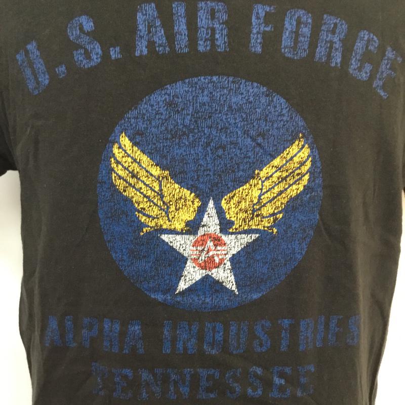 アルファインダストリー Alpha Industries Tシャツ 半袖 L プリント 黒 / ブラック / メンズ USED 古着 中古 10055691