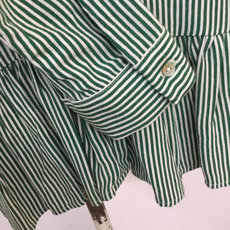 ザラ ZARA シャツ、ブラウス 長袖 M ストライプ 白 / ホワイト / X 緑 / グリーン / レディース USED 古着 中古 10056161