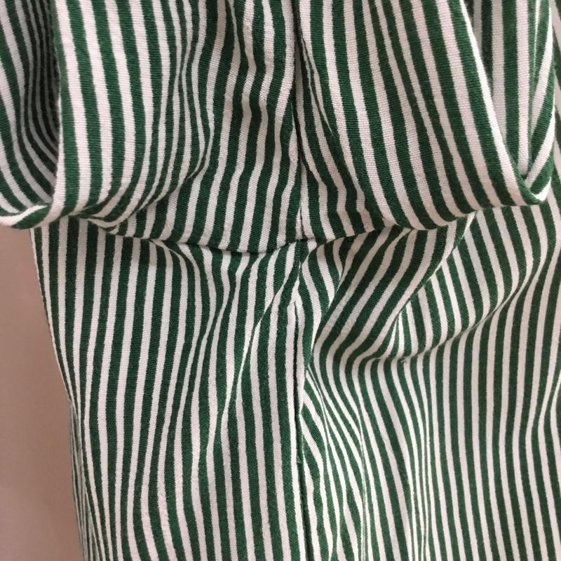 ザラ ZARA シャツ、ブラウス 長袖 M ストライプ 白 / ホワイト / X 緑 / グリーン / レディース USED 古着 中古 10056161