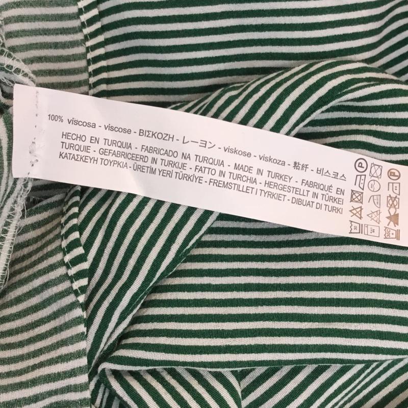 ザラ ZARA シャツ、ブラウス 長袖 M ストライプ 白 / ホワイト / X 緑 / グリーン / レディース USED 古着 中古 10056161