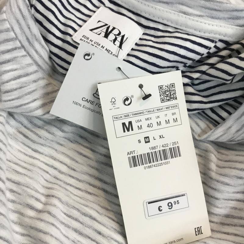 ザラ ZARA Tシャツ 半袖 タグ付 M ボーダー柄 マルチカラー / マルチカラー / メンズ USED 古着 中古 10056256