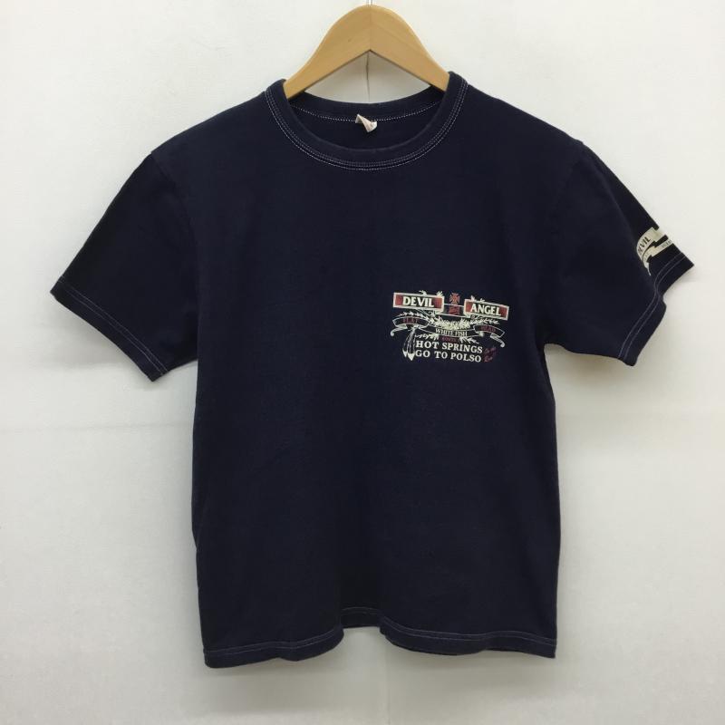 フラットヘッド The Flat Head Tシャツ 半袖 DEVIL and ANGEL 36 プリント 紺 / ネイビー / メンズ USED 古着 中古 10056595
