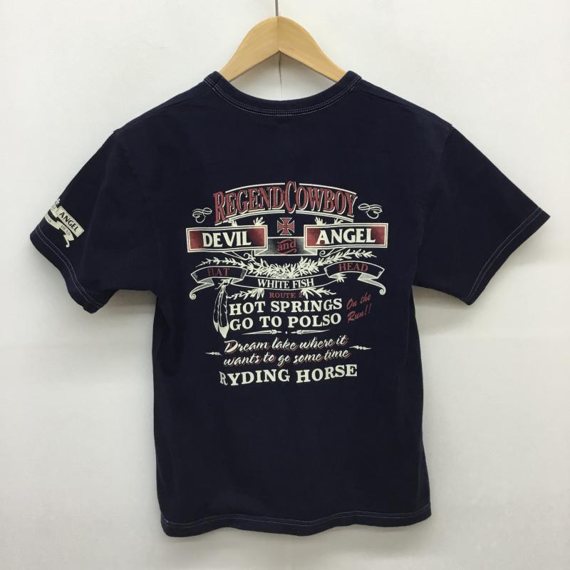 フラットヘッド The Flat Head Tシャツ 半袖 DEVIL and ANGEL 36 プリント 紺 / ネイビー / メンズ USED 古着 中古 10056595