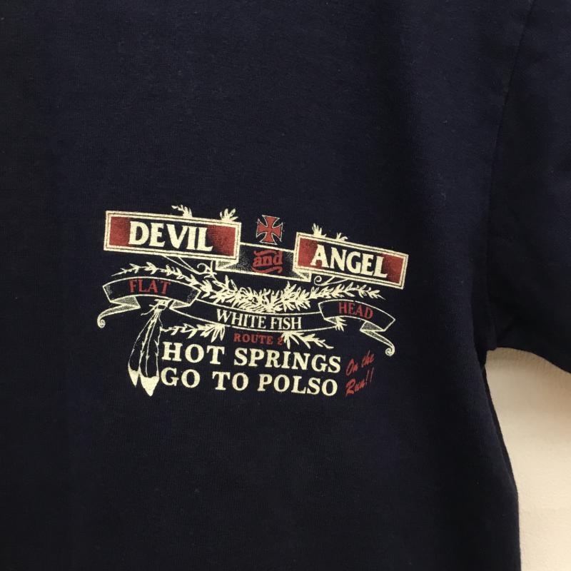 フラットヘッド The Flat Head Tシャツ 半袖 DEVIL and ANGEL 36 プリント 紺 / ネイビー / メンズ USED 古着 中古 10056595