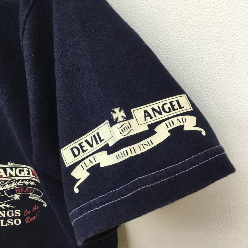 フラットヘッド The Flat Head Tシャツ 半袖 DEVIL and ANGEL 36 プリント 紺 / ネイビー / メンズ USED 古着 中古 10056595