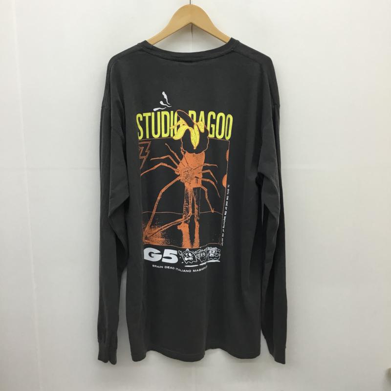 ブレインデット BRAIN DEAD Tシャツ 長袖 L プリント X ロゴ、文字 灰 / グレー / メンズ USED 古着 中古 10058052