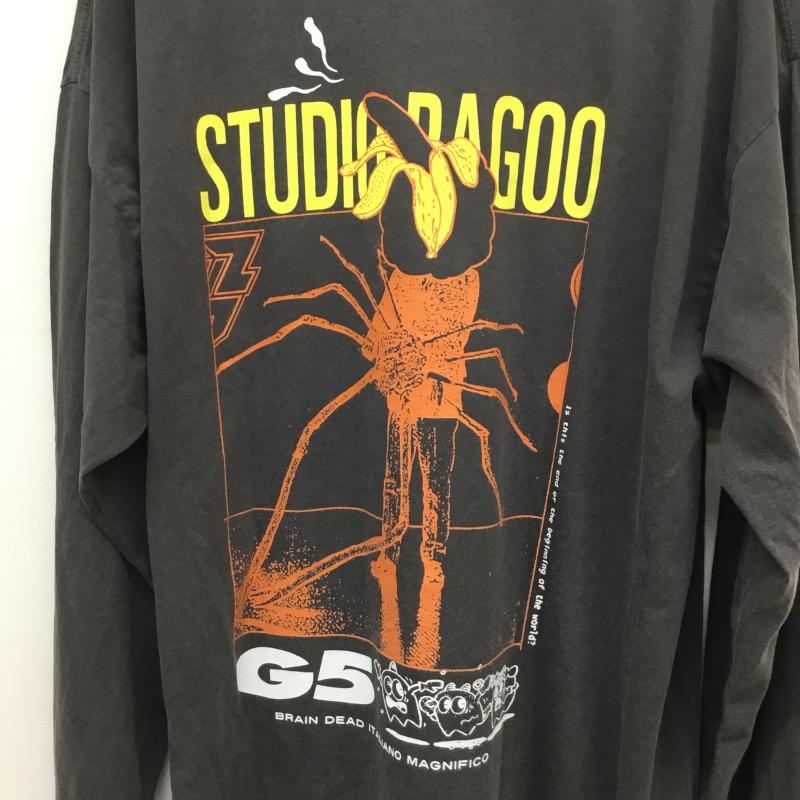 ブレインデット BRAIN DEAD Tシャツ 長袖 L プリント X ロゴ、文字 灰 / グレー / メンズ USED 古着 中古 10058052