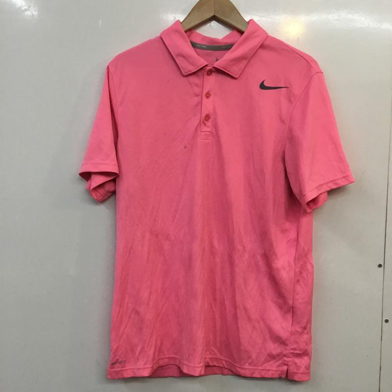 ナイキ NIKE ポロシャツ 半袖 DRI-FIT SU131103 M ロゴ、文字 桃 / ピンク / メンズ USED 古着 中古 10058168
