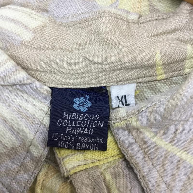古着 USED シャツ、ブラウス 半袖 アロハ ハイビスカス XL 総柄 ベージュ / ベージュ / X 黄 / イエロー / メンズ USED 古着 中古 10058312