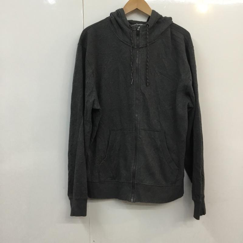 チャンピオン Champion パーカー 長袖 裏起毛 ジップアップ L ワンポイント ダークグレー / ダークグレー / メンズ USED 古着 中古 10058553