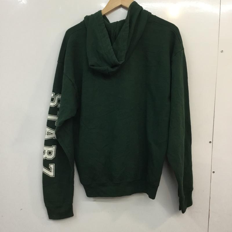 ヘインズ HANES パーカー 長袖 ジップアップ ロゴ M プリント 緑 / グリーン / メンズ USED 古着 中古 10058555
