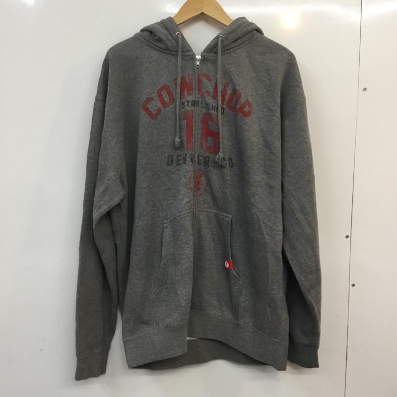 古着 USED パーカー 長袖 ジップアップ 裏起毛 L ロゴ、文字 灰 / グレー / メンズ USED 古着 中古 10058559