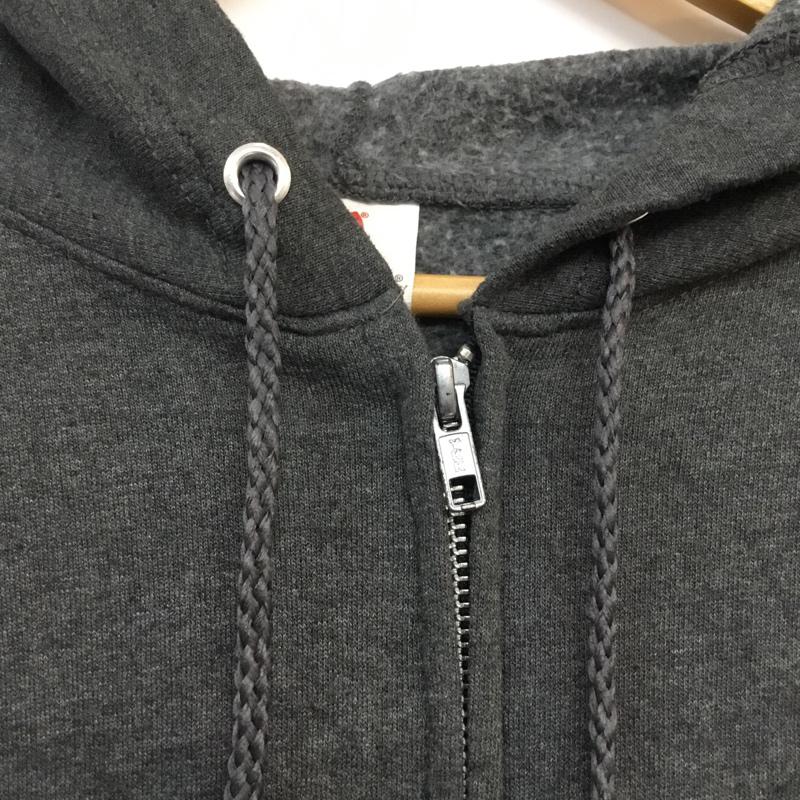 ヘインズ HANES パーカー 長袖 ジップアップ 裏起毛 L 無地 ダークグレー / ダークグレー / メンズ USED 古着 中古 10058591