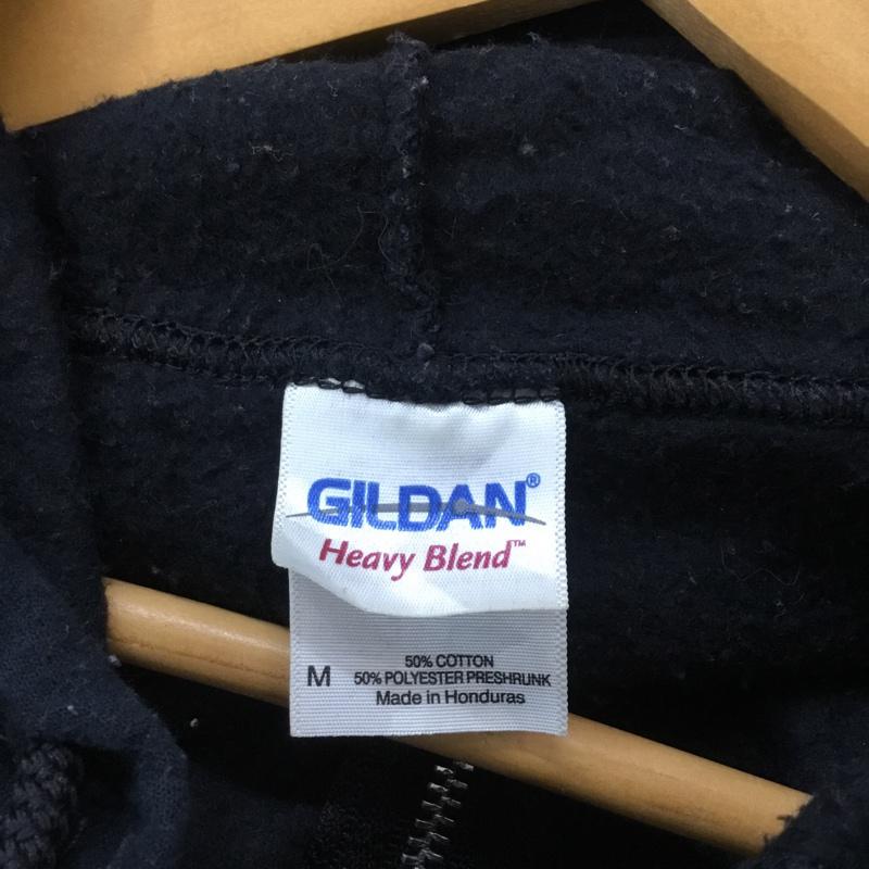 ギルダン GILDAN パーカー 長袖 ジップアップ 裏起毛 ロゴ M プリント 黒 / ブラック / メンズ USED 古着 中古 10058610