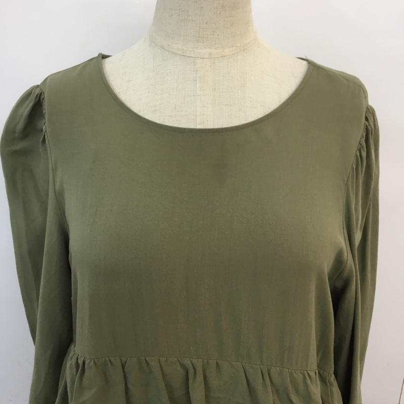 ザラ ZARA チュニック 長袖 S 無地 カーキ / カーキ / レディース USED 古着 中古 10058701
