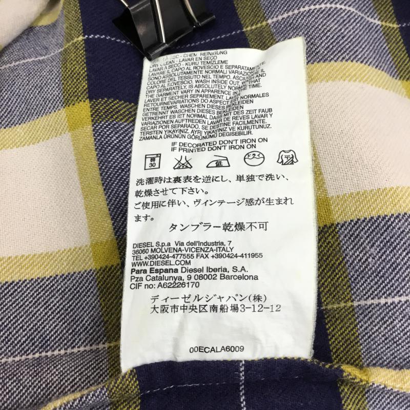 ディーゼル DIESEL シャツ、ブラウス 長袖 S チェック 白 / ホワイト / X 黄 / イエロー / X 紺 / ネイビー / メンズ USED 古着 中古 10058822