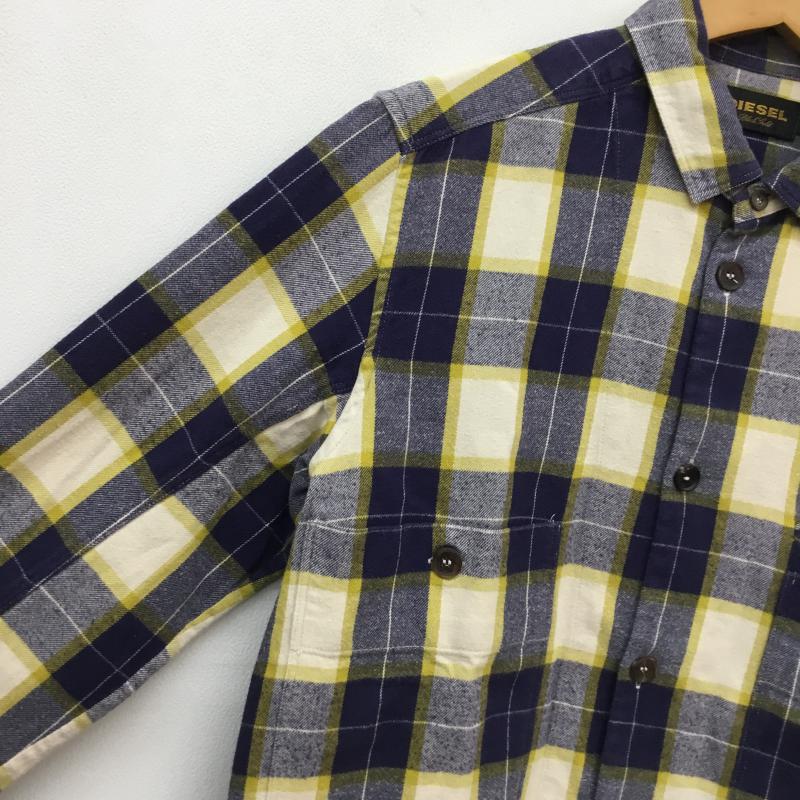 ディーゼル DIESEL シャツ、ブラウス 長袖 S チェック 白 / ホワイト / X 黄 / イエロー / X 紺 / ネイビー / メンズ USED 古着 中古 10058822