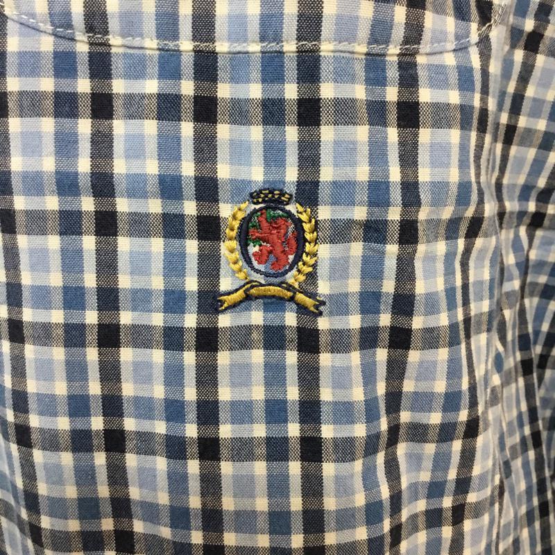 トミーヒルフィガー TOMMY HILFIGER シャツ、ブラウス 長袖 ボタンダウン 刺繍 コットン M チェック 青 / ブルー / X 白 / ホワイト / X 紺 / ネイビー / メンズ USED 古着 中古 10059156