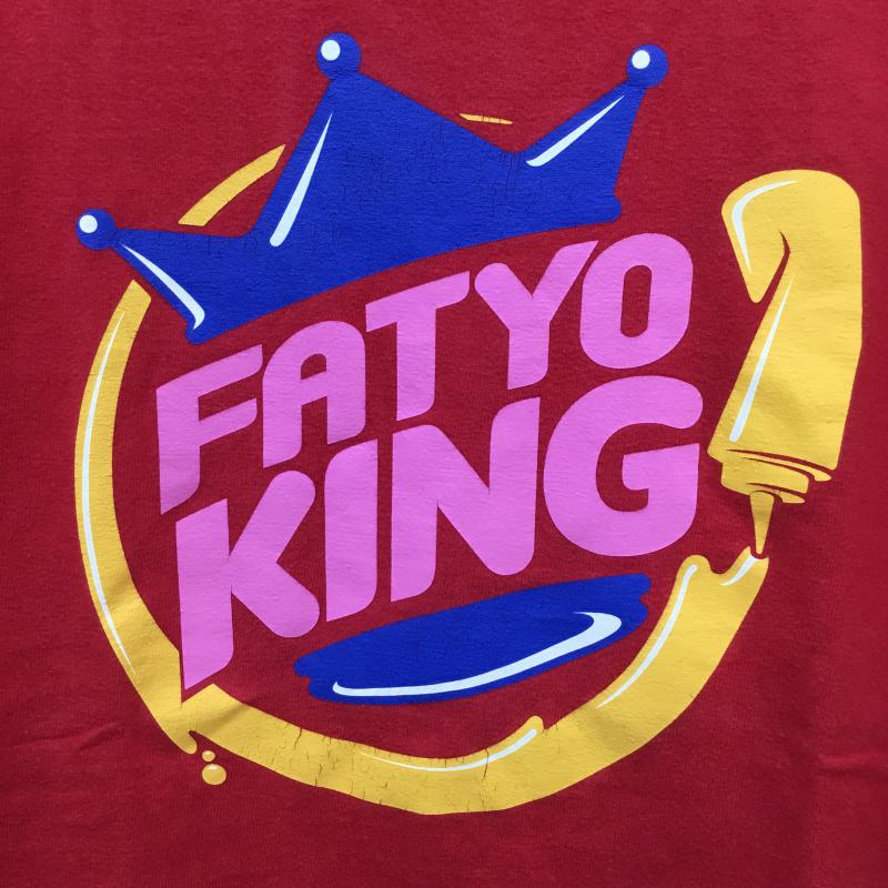 エフエイティー FAT Tシャツ 半袖 バーガーキングオマージュロゴTシャツ XL プリント 赤 / レッド / メンズ USED 古着 中古 10059300