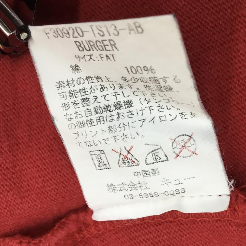 エフエイティー FAT Tシャツ 半袖 バーガーキングオマージュロゴTシャツ XL プリント 赤 / レッド / メンズ USED 古着 中古 10059300