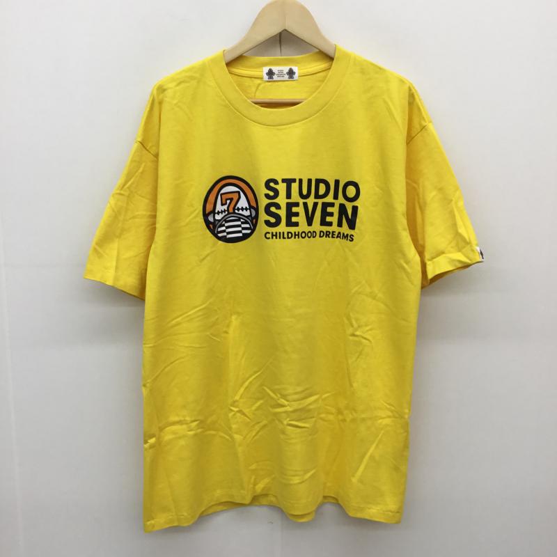 ジーユー GU Tシャツ 半袖 × STUDIO SEVEN スタジオセブン L ロゴ、文字 黄 / イエロー / メンズ USED 古着 中古 10059371