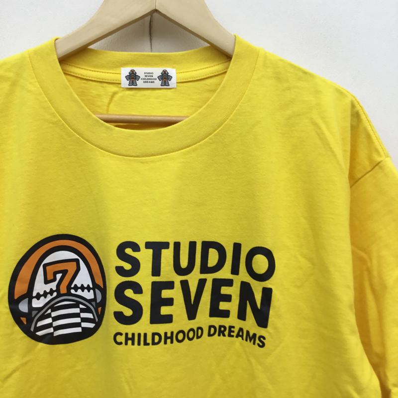 ジーユー GU Tシャツ 半袖 × STUDIO SEVEN スタジオセブン L ロゴ、文字 黄 / イエロー / メンズ USED 古着 中古 10059371