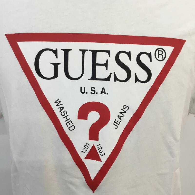 ゲス Guess Tシャツ 半袖 M01171 クルーネック ロゴ スリムフィット L プリント 白 / ホワイト / メンズ USED 古着 中古 10059545