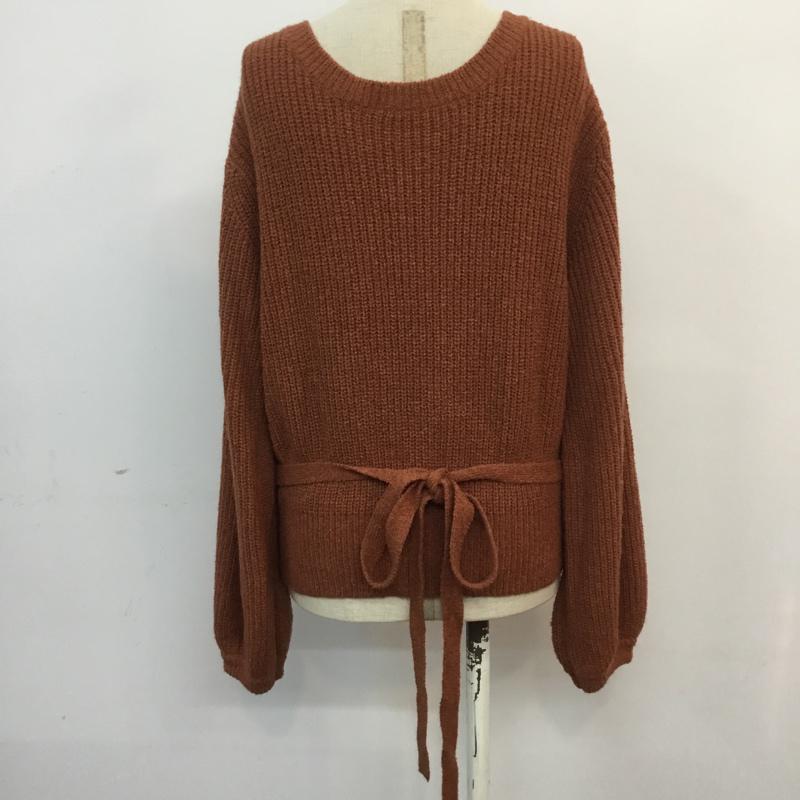 ダブルクローゼット w closet ニット、セーター 長袖 FREE 無地 茶 / ブラウン / レディース USED 古着 中古 10060719