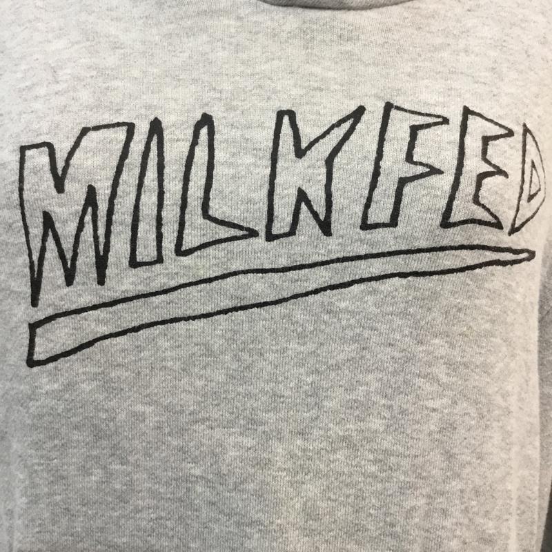 ミルクフェド MILKFED. パーカー 長袖 S ロゴ、文字 X プリント 灰 / グレー / レディース USED 古着 中古 10060729