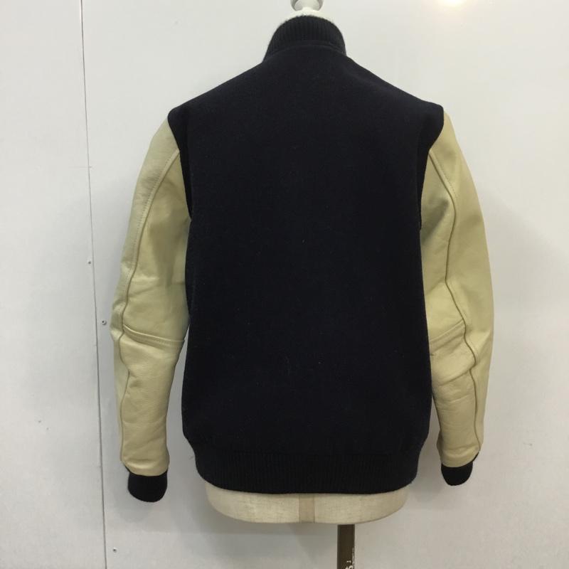 フリークスストア FREAK'S STORE ジャケット、上着 ジャンパー、ブルゾン 153-3501 スタジャン レザー切替 S 無地 紺 / ネイビー / X アイボリー / アイボリー / レディース USED 古着 中古 10061451