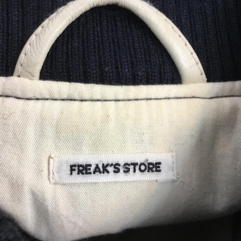フリークスストア FREAK'S STORE ジャケット、上着 ジャンパー、ブルゾン 153-3501 スタジャン レザー切替 S 無地 紺 / ネイビー / X アイボリー / アイボリー / レディース USED 古着 中古 10061451