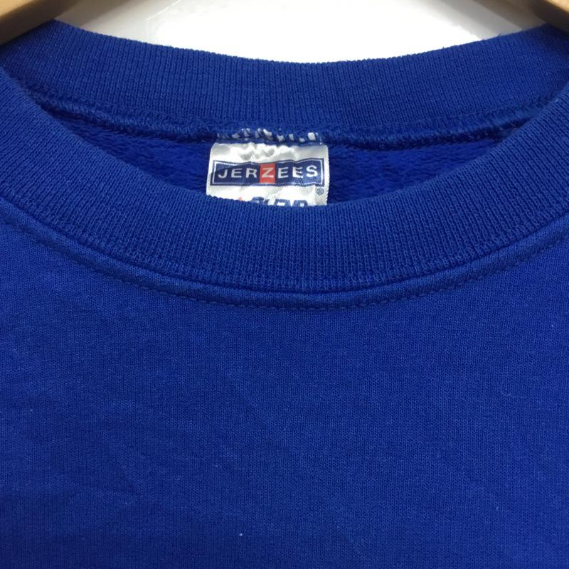ジャージーズ JERZEES トレーナー 長袖 スウェット 裏起毛 サッカーボール M ロゴ、文字 青 / ブルー / メンズ USED 古着 中古 10061500